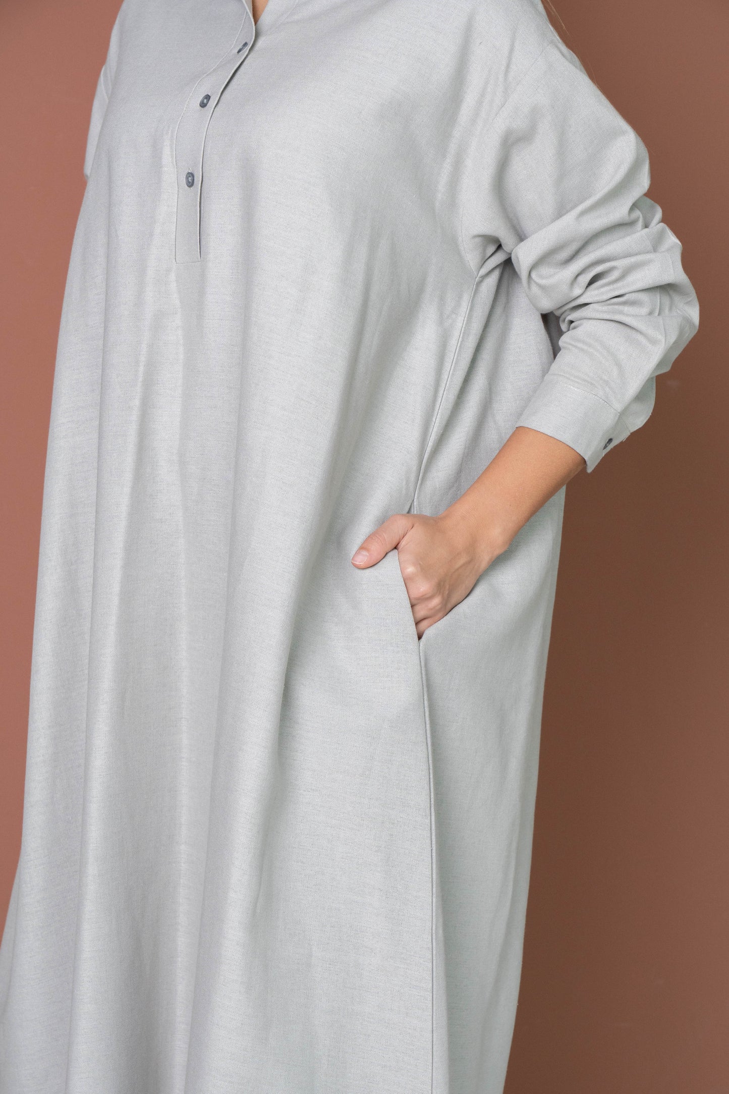 Greige Linen Dress