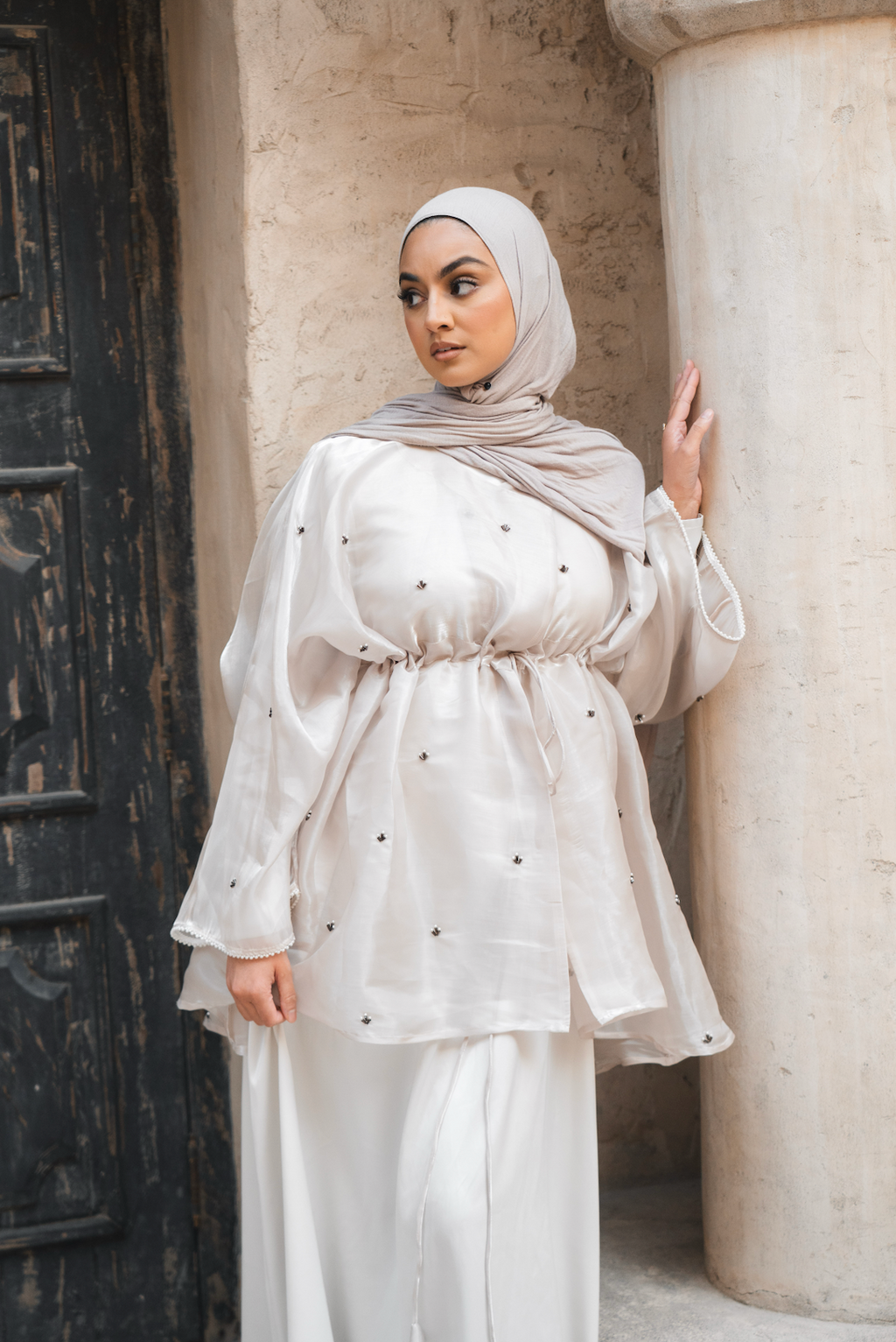 Organza peplum style - soft Blush