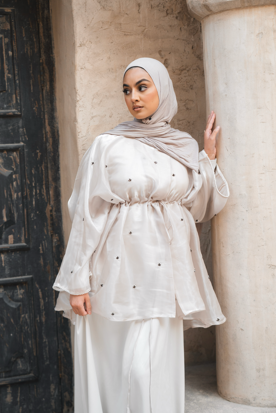 Organza peplum style - soft Blush